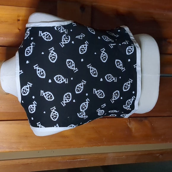 GILANI* lined zip front fish print white trimmed crop top/vest style top size 16 - Picture 7 of 13